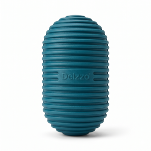 Delzzo Durable Ribbed Oval Dog Toy & Treat Dispenser - Teal (Interactive Rubber Chew Toy for Medium & Large Dogs)