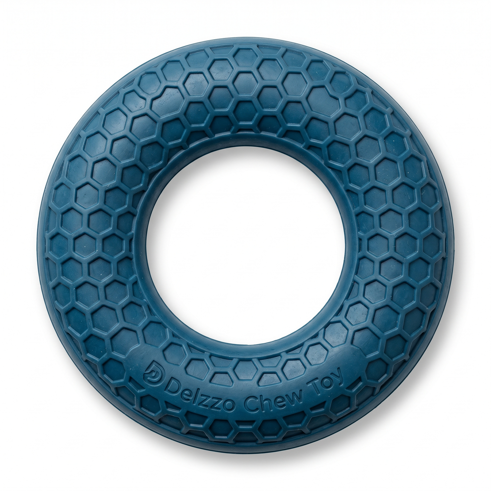 Delzzo Durable Honeycomb Rubber Ring Dog Chew Toy - Teal (Interactive Dental Care Toy for Medium & Large Dogs)