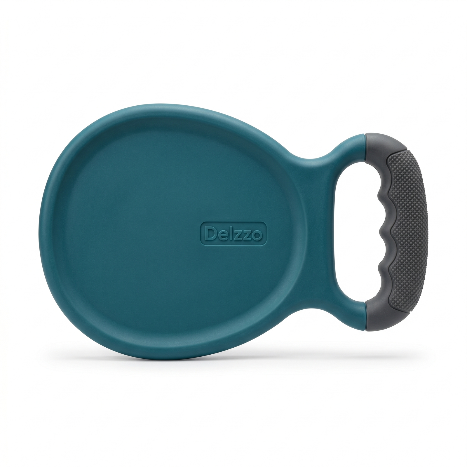 Delzzo Durable Flying Disc Dog Toy with Ergonomic Handle - Teal & Grey (Interactive Rubber Fetch & Tug Toy for Medium & Large Dogs)